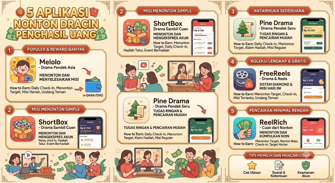 5 Aplikasi Nonton Dracin Penghasil Uang September 2026