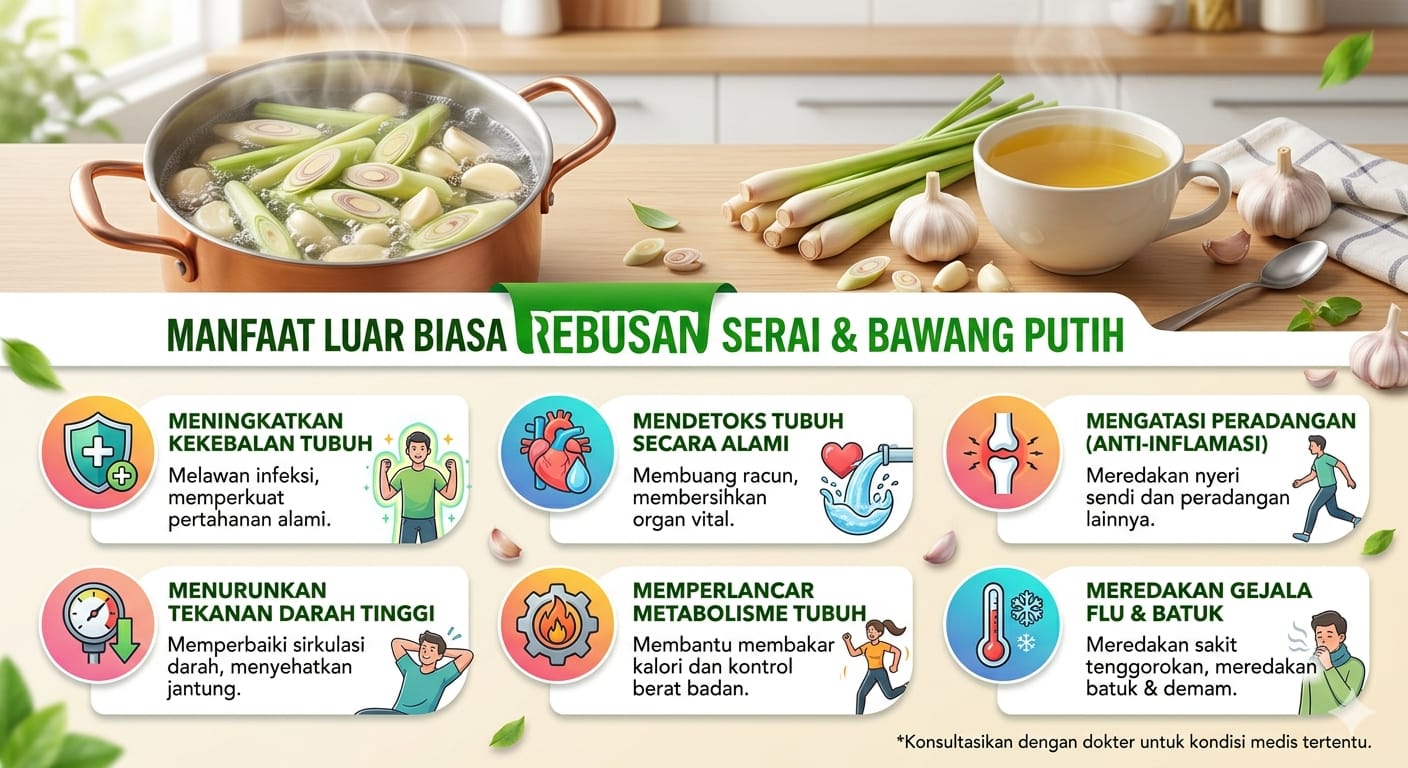 Sehat Alami, Ini Manfaat Rebusan Serai dan Bawang Putih!
