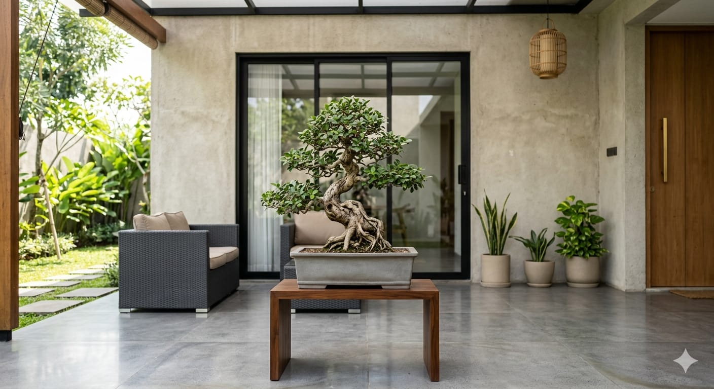 Dengan Pohon Bonsai yang Memikat, Ini Konsep Teras Minimalis