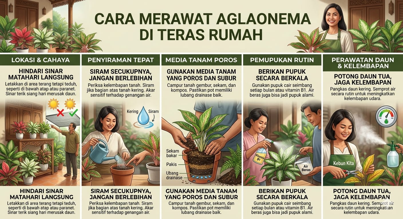Tetap Subur dan Warnanya Cerah, 7 Cara Merawat Aglonema di Teras Rumah