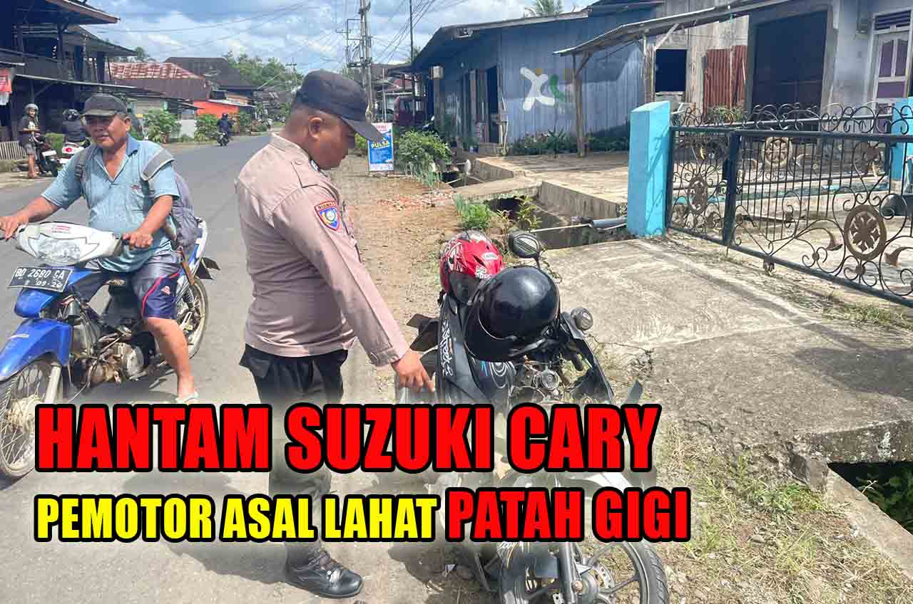 Pemotor Asal Kabupaten Lahat Patah Gigi Usai Menghantam Mobil Suzuki Cary