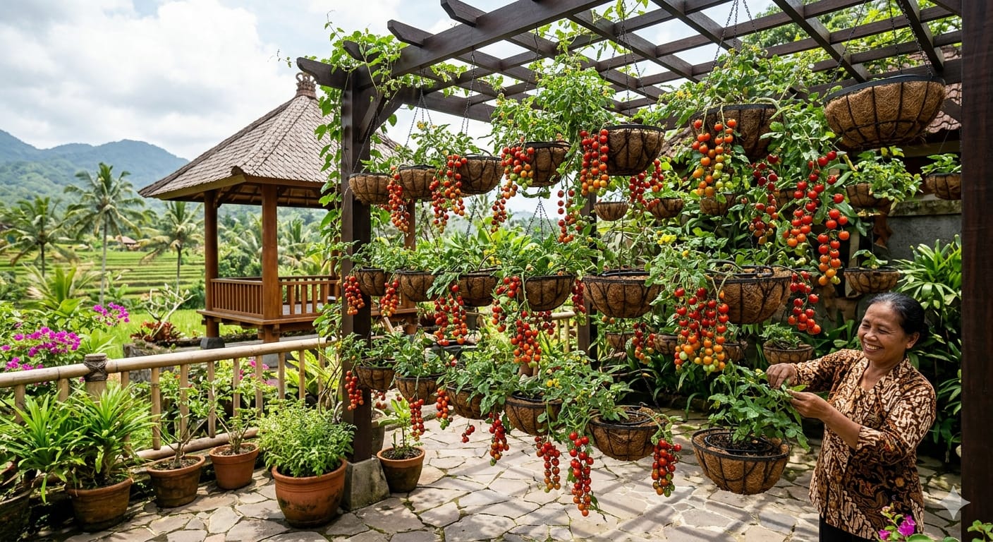 Sederhana di Teras Rumah yang Sempit, Ini 4 Cara Membuat Kebun Tomat Ceri Gantung!