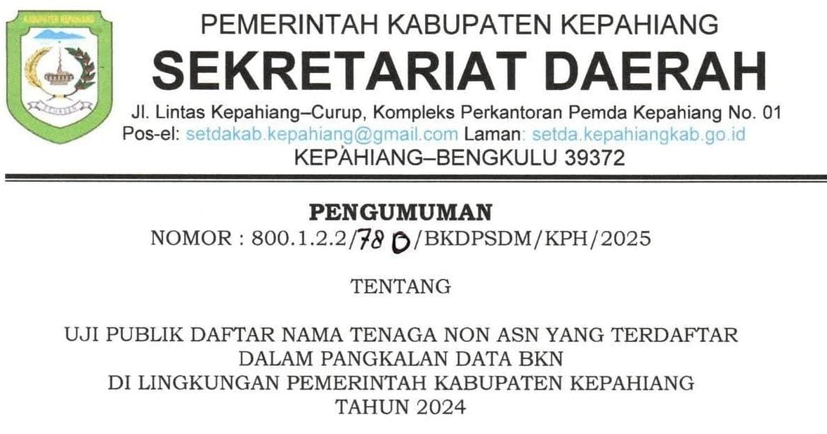Bisa Sanggah, BKDPSDM Uji Publik Data Tenaga Honorer Calon PPPK Kepahiang