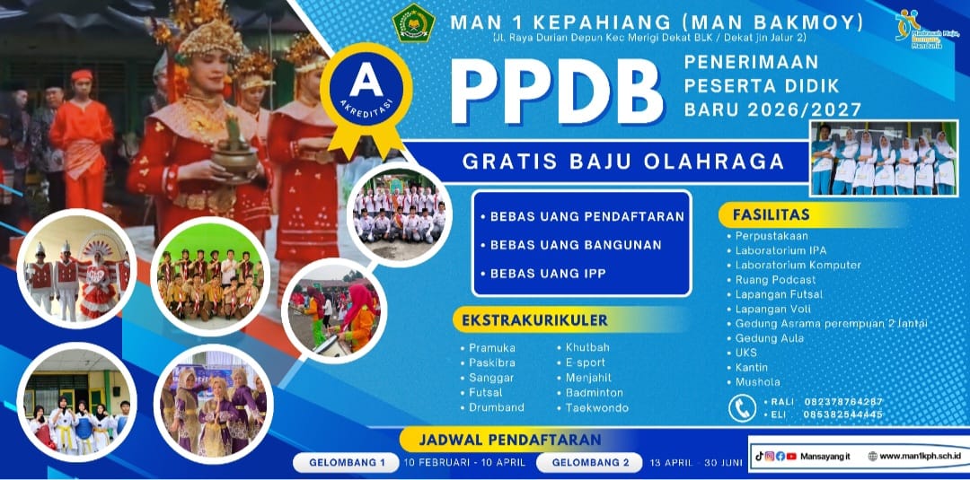 Gratis Baju Olahraga, MAN 1 Kepahiang Buka PPDB Tahun Ajaran 2026/2027