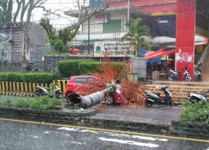 Lampu Jalan Roboh Hingga Pohon Tumbang