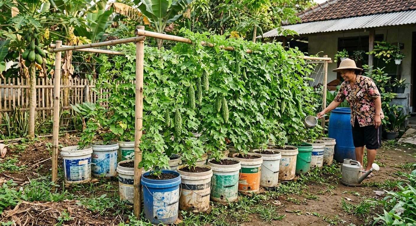 Mudah! Ini 7 Cara Membuat Kebun Pare dari Ember Bekas