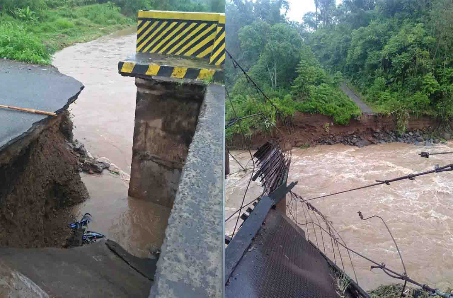 Jembatan Putus, 3 Warga Terperosok ke Sungai 