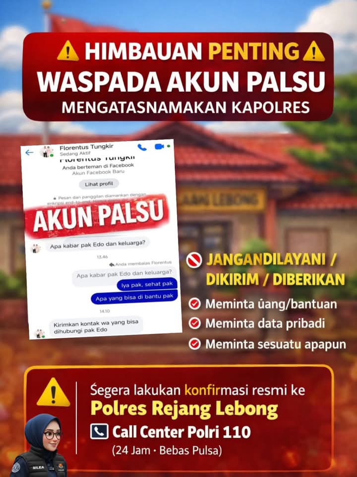 Waspada Akun FB Palsu Mengatasnamakan Kapolres Rejang Lebong