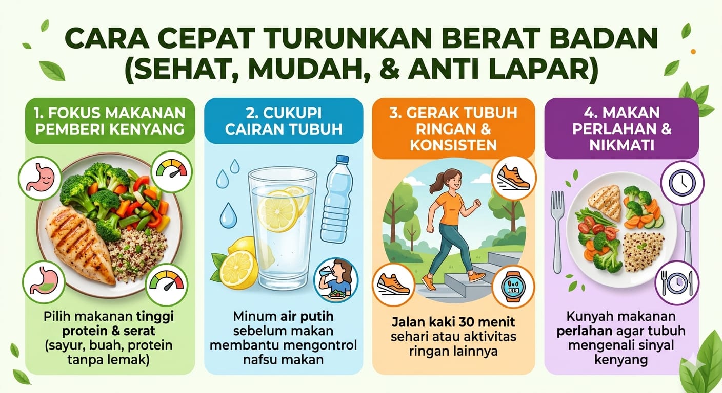 Cara Cepat Nurunin Berat Badan Anti Lapar, Sehat dan Mudah