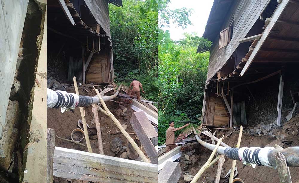 Berpotensi Ambruk Total, Dampak Bencana Longsor di Batu Bandung Ancam Keselamatan Nyawa 1 Keluarga