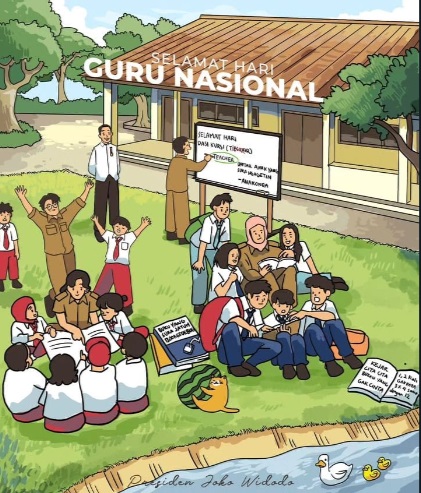 Versi Presiden Jokowi, Ucapkan Selamat Hari Guru Nasional 2023 Lewat Ilustrasi Khas di Instagram