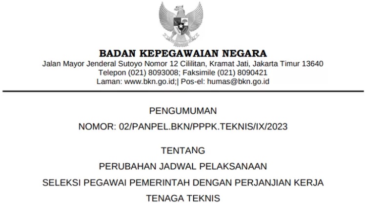 Simak Info Terbaru BKN Soal Perubahan Jadwal Seleksi PPPK Tenaga Teknis 2023