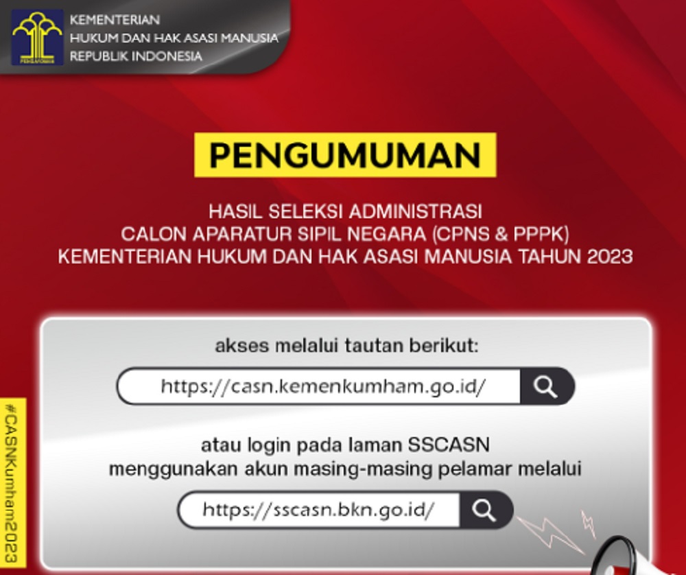 Termasuk Bengkulu, Kemenkumham Umumkan Hasil Seleksi Administrasi CPNS 2023 Per Wilayah, Cek Namamu Segera!