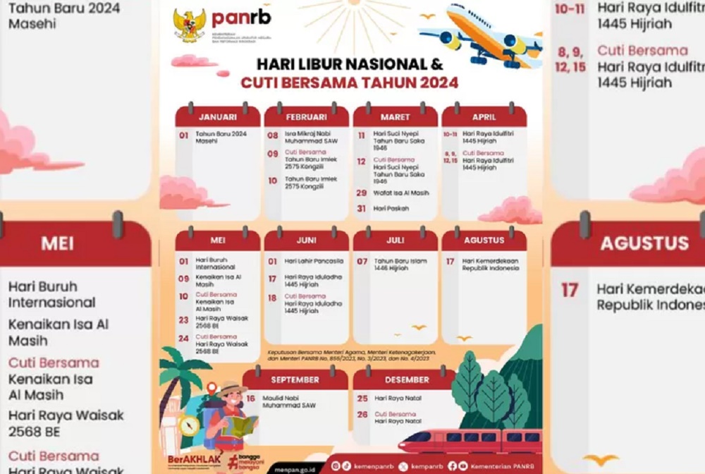 Persipkan Rencana Liburan Sekarang, Berikut Ini Jadwal Libur dan Cuti Bersama 2024 Untuk ASN