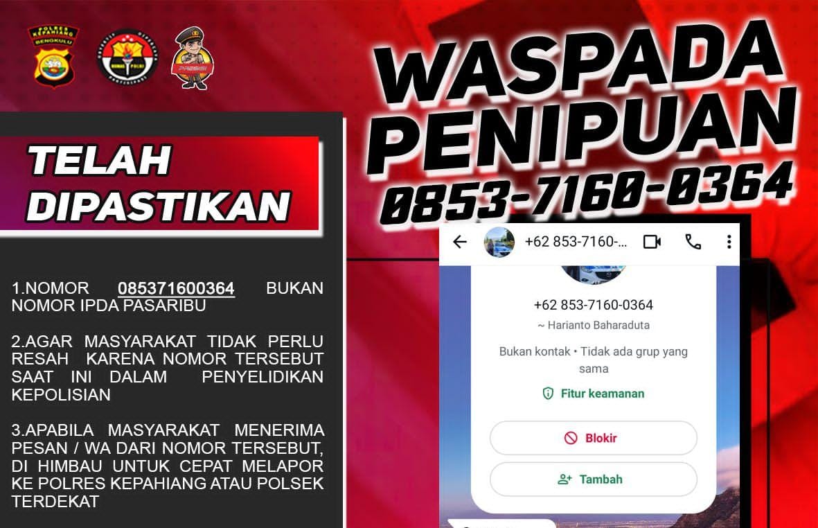 Penipu Catut Nama Baik Kanit Tipidter Polres Kepahiang!