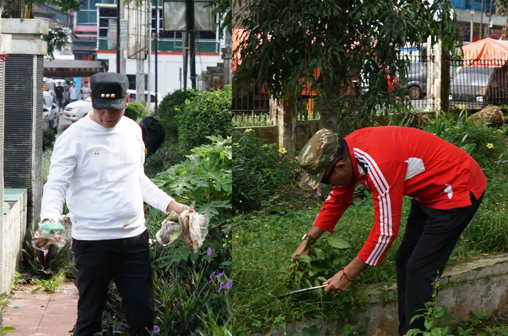 'Bukan Omong Doang', Nata-Hafizh Turun Langsung Bersihkan Sampah di Taman Santoso Kepahiang