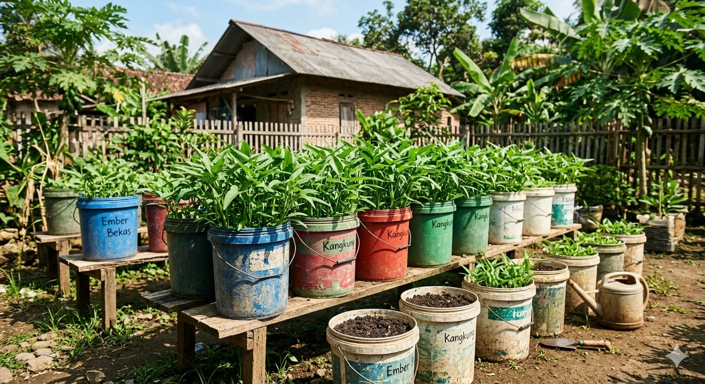 Mudah untuk Pemula, Ini 8 Cara Membuat Kebun Kangkung di Ember Cat Bekas