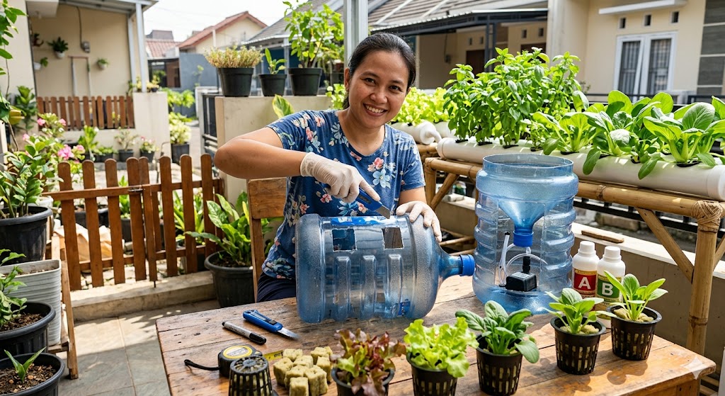 Solusi Praktis Berkebun Hemat di Rumah, Begini Cara Membuat Hidroponik dari Galon Bekas