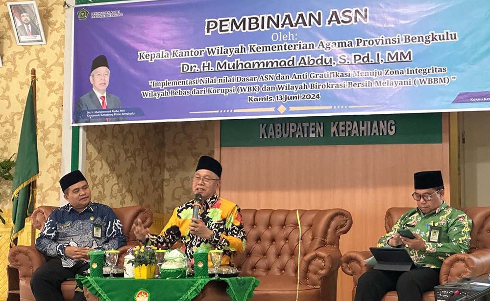 Pembinaan ASN Kemenag Kepahiang, Kakanwil: Paling Penting Anti Korupsi!