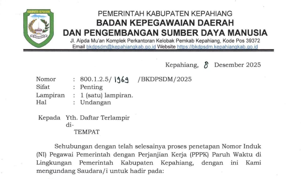 Cek Sekarang! Ini Info Lengkap Pelantikan PPPK Paruh Waktu Kabupaten Kepahiang