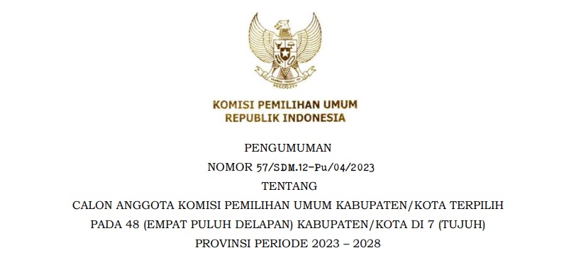 Ini 5 Anggota KPU Terpilih Bengkulu Tengah Periode 2023/2028