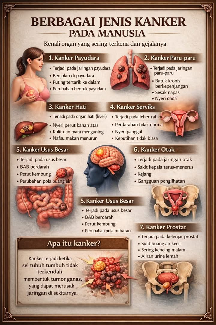 Mengenal Berbagai Jenis Kanker pada Manusia: Organ yang Sering Terkena dan Gejalanya