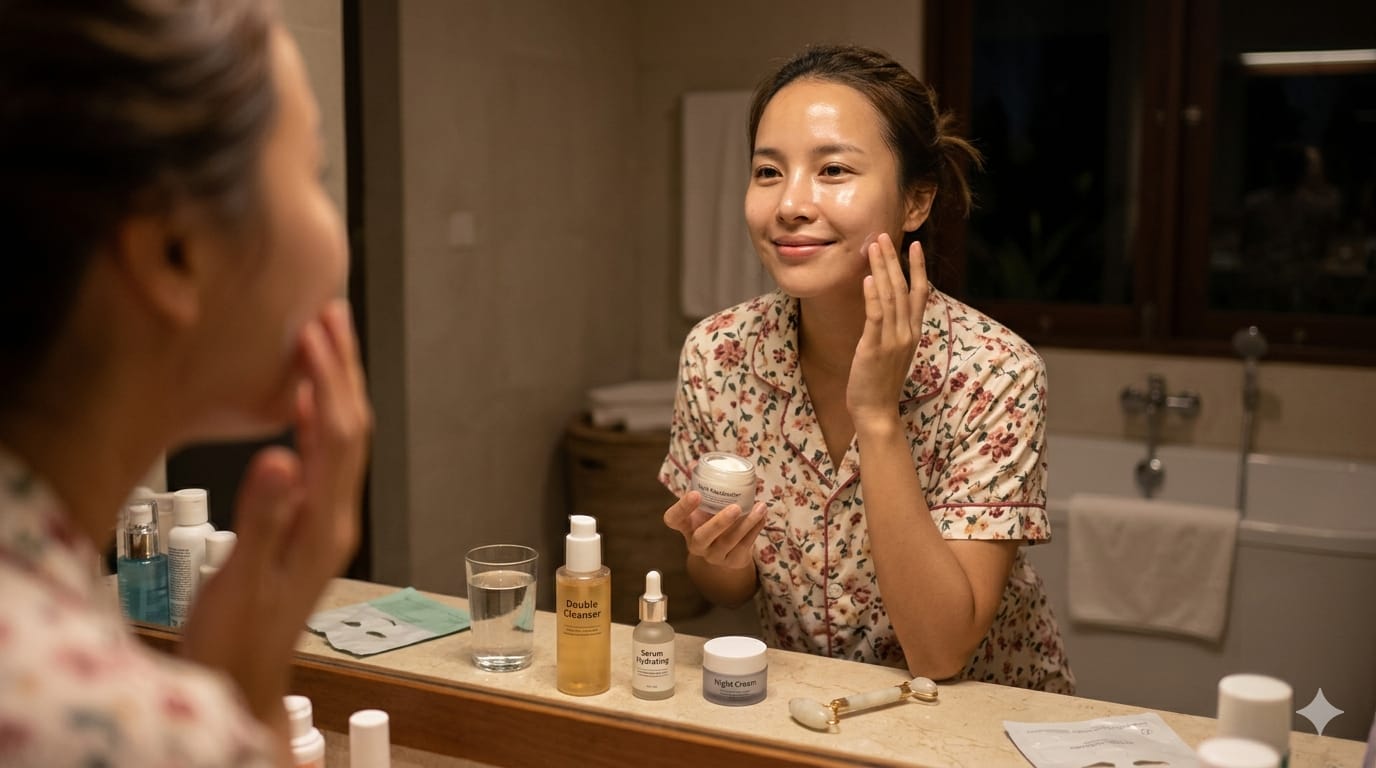Glowing Tanpa Makeup, Terapkan Kebiasaan Ini di Malam Hari'