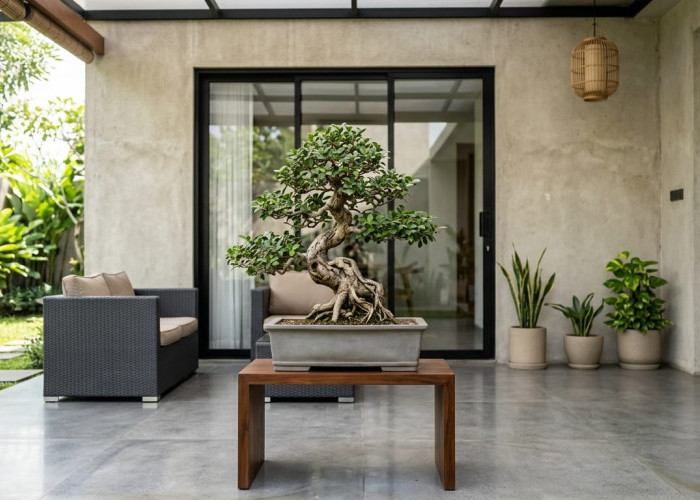 Dengan Pohon Bonsai yang Memikat, Ini Konsep Teras Minimalis