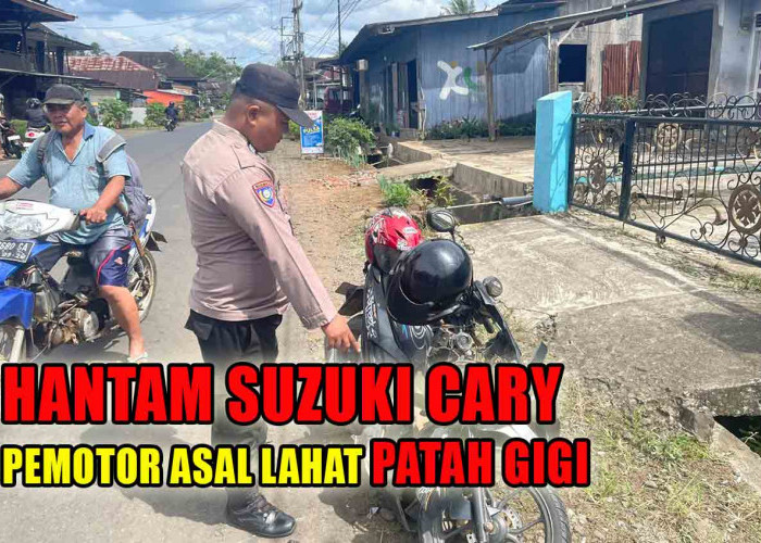 Pemotor Asal Kabupaten Lahat Patah Gigi Usai Menghantam Mobil Suzuki Cary