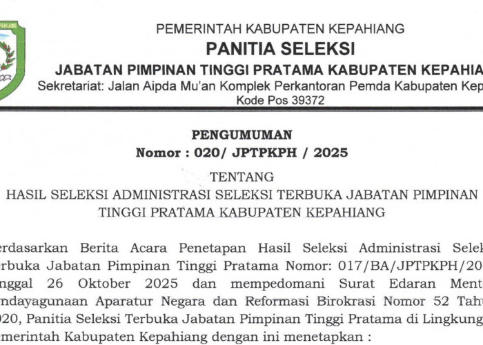 40 Pejabat Lolos Administrasi JPTP, Selanjutnya Asesmen dan Wawancara