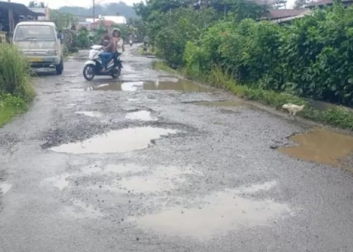 Jalan Provinsi di Pasar Ujung Kabupaten Kepahiang Rusak Parah