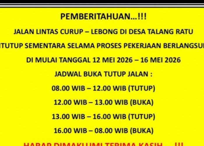 Jalan Talang Ratu Diperbaiki, Jadwal Buka Tutup Jalan Diberlakukan