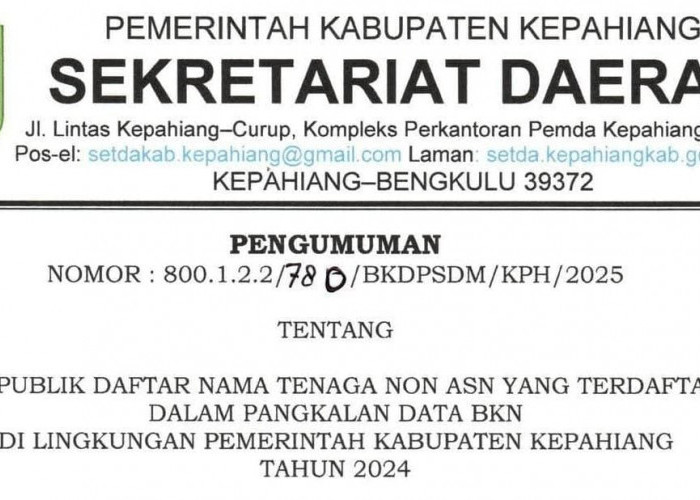 Bisa Sanggah, BKDPSDM Uji Publik Data Tenaga Honorer Calon PPPK Kepahiang