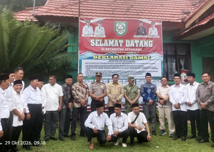 15 Cakades dari 6 Desa di Kecamatan Kepahiang Gelar Deklarasi Damai, Camat: Siap Diproses Hukum Jika Curang