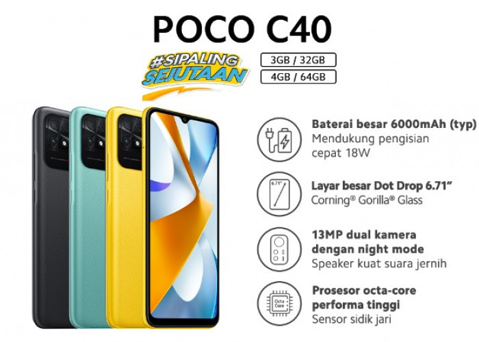 Ponsel Dengan Baterai Besar, Cek Harga Terbaru Poco C40 Oktober 2023