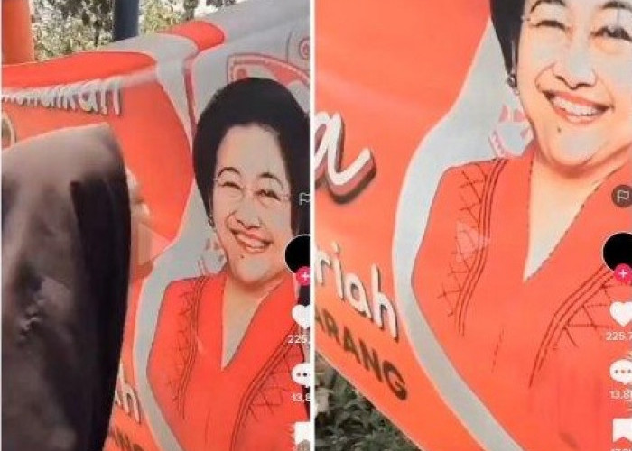 VIRAL Remaja Perempuan Ludahi Spanduk Megawati dan Puan Maharani, Hadi: Saya Cari Sampai Ke Lubang Semut!