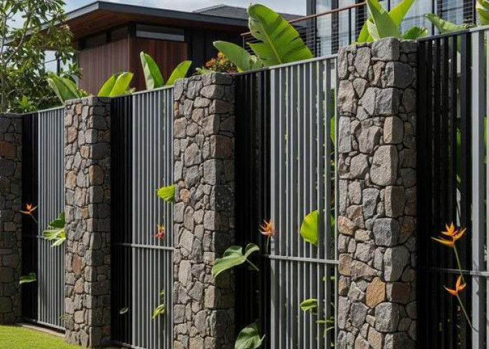 3 Model Pagar Batu Alam Agar Terlihat Estetik dengan Kombinasi Besi yang Menarik