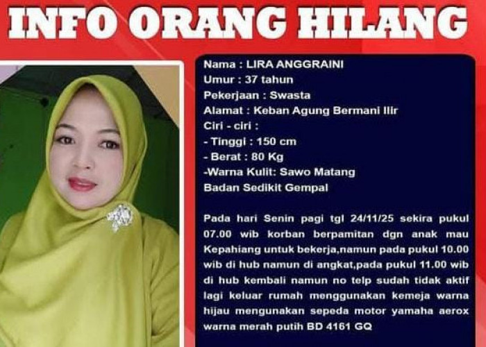Pamit Cari Kerja IRT Asal Kepahiang Dilaporkan Hilang, Ini Ciri-Cirinya!
