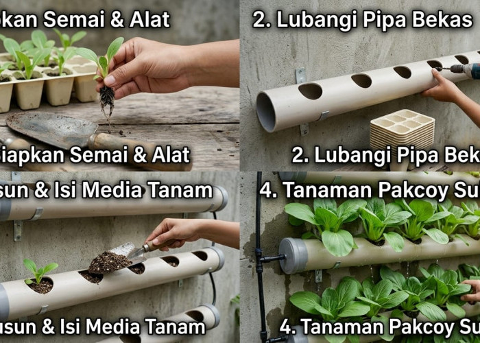 Solusi Hemat Lahan untuk Rumah Minimalis, Ini Cara Membuat Kebun Pakcoy Vertikal dari Pipa Bekas!