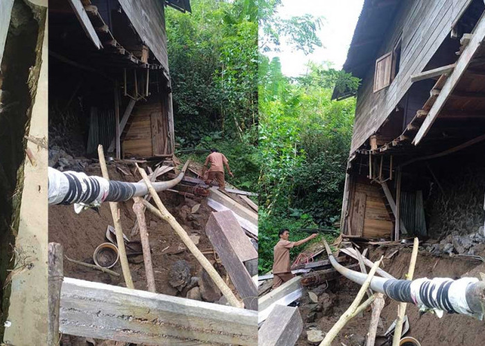 Berpotensi Ambruk Total, Dampak Bencana Longsor di Batu Bandung Ancam Keselamatan Nyawa 1 Keluarga