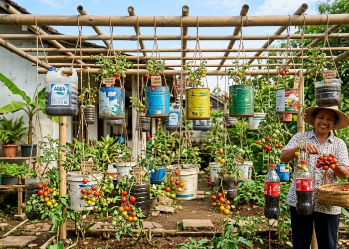 Praktis dan Ramah Lingkungan, Ini  Cara Membuat Kebun Tomat Gantung dari Barang Bekas!