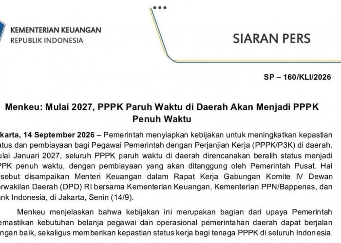 SELAMAT! Mulai 2027 PPPK Paruh Waktu Resmi Diangkat Penuh Waktu dan Ditanggung Pemerintah Pusat