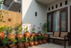 5 Desain Teras Rumah Kecil Jadi Taman Santai dengan Pot Tanah Liat