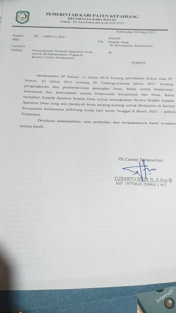 Forum Kades Tolak Permintaan Plt Camat Kabawetan