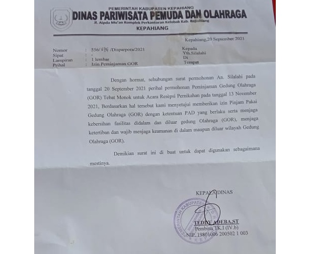 Perkaba Kepahiang Jamin Sudah Kantongi Izin Pemakaian GOr