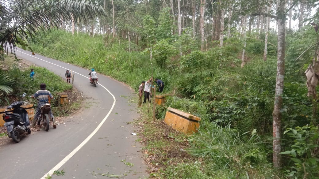 Rawan Kecelakaan, Warga Lubuk Saung Turun ke Jalan